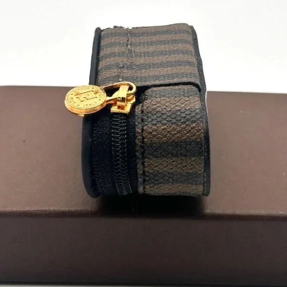 Fendi Black and Brown Striped  with Gold Accent mini case - Picture 7 of 11